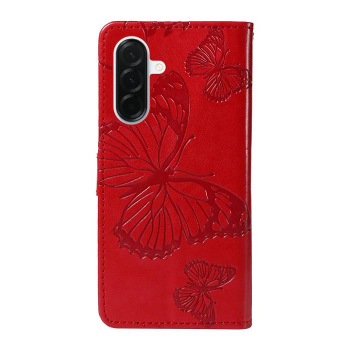 OEM - Samsung Galaxy A37 Plånboksfodral Konstläder Blommor - Röd