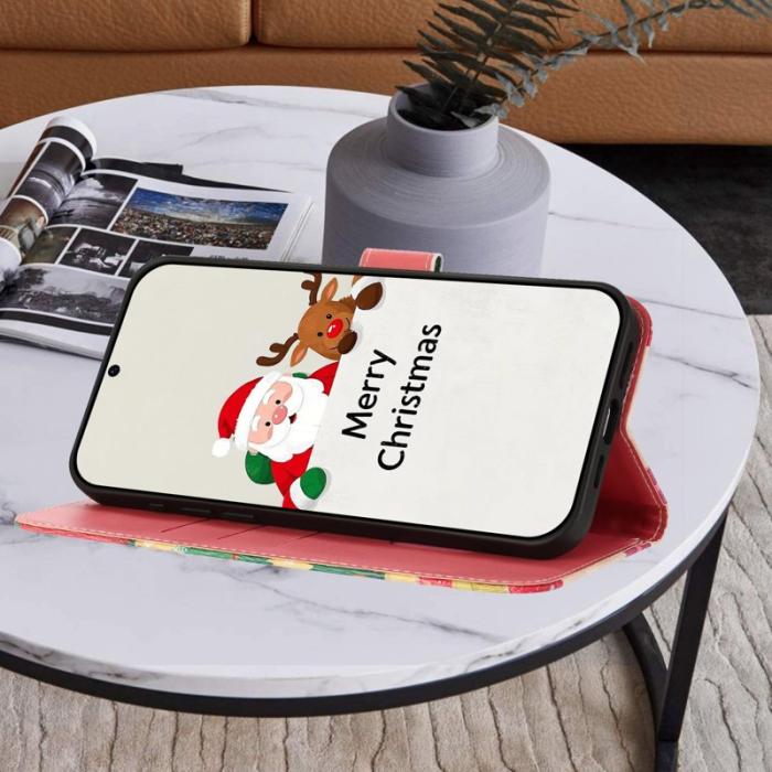 OEM - Samsung Galaxy A37 Plånboksfodral Konstläder Julmönster - Julgran