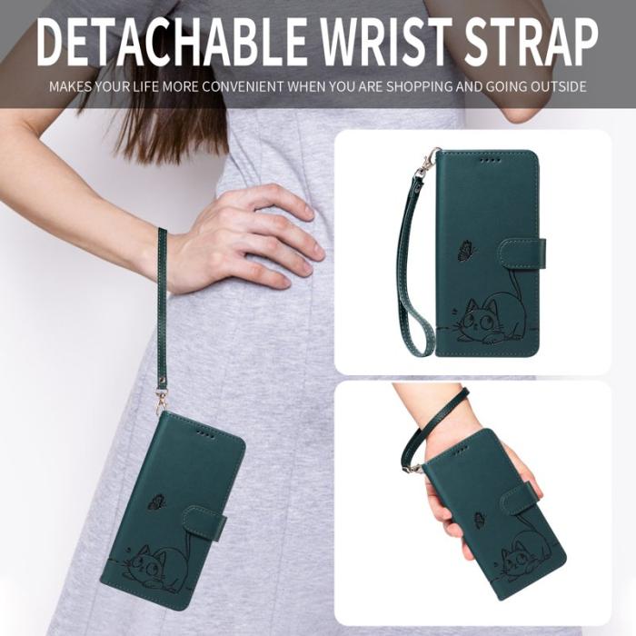 OEM - Samsung Galaxy A37 Plånboksfodral Konstläder Kattmönster - Blå