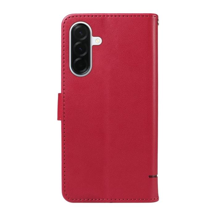 OEM - Samsung Galaxy A37 Plånboksfodral Konstläder Kattmönster - Röd