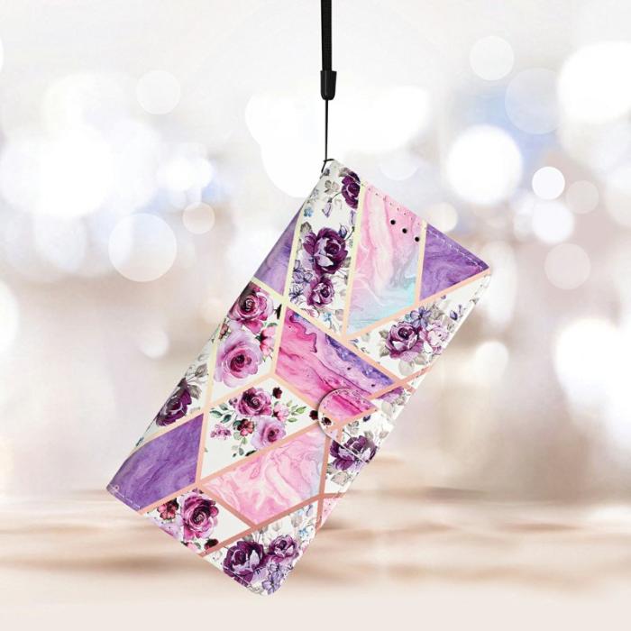 OEM - Samsung Galaxy A37 Plånboksfodral Konstläder Mönstertryck - Lila Blommor