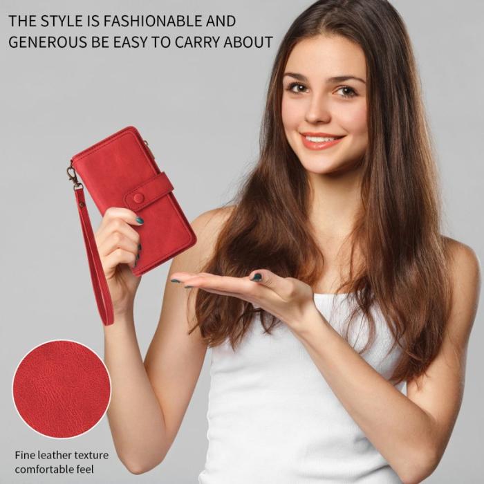 OEM - Samsung Galaxy A37 Plånboksfodral Konstläder 15 Kortplatser - Röd