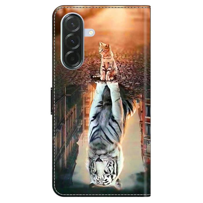 OEM - Samsung Galaxy A37 Fodral Läder Magnetisk Stängning - Katt och Tiger