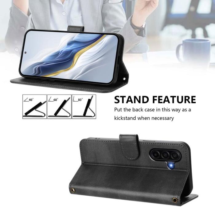 OEM - Samsung Galaxy A37 Plånboksfodral Konstläder Retro Textur Skydd - Svart