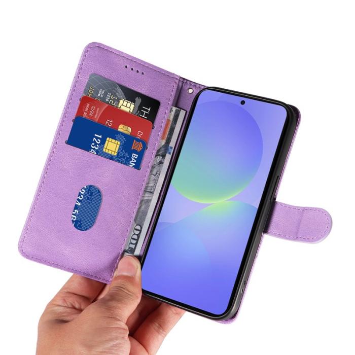 OEM - Samsung Galaxy A37 Plånboksfodral Konstläder Ställ med Kurvad Linje - Lila