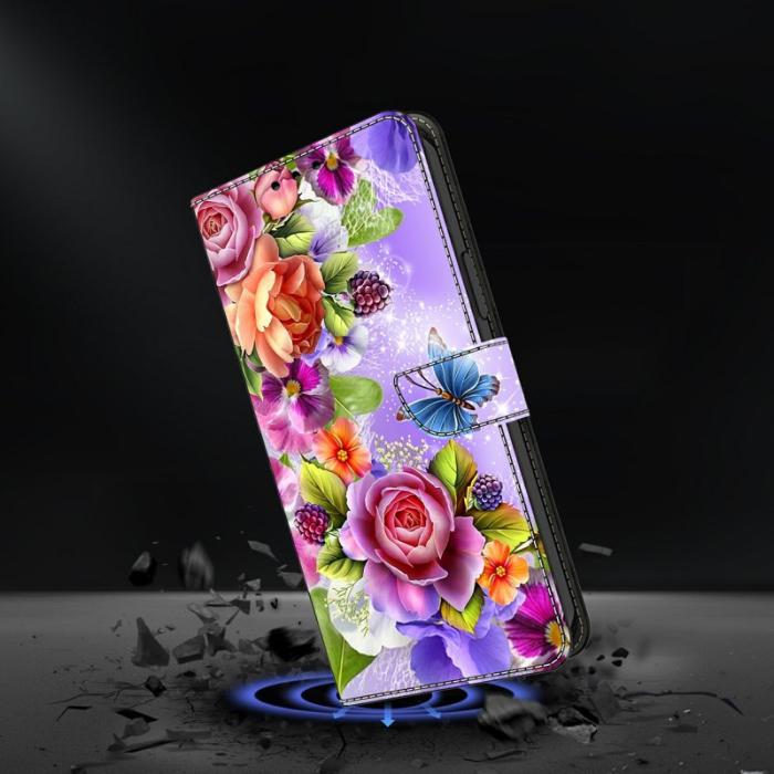 OEM - Samsung Galaxy A37 Fodral Mönstertryck PU Läder - Blommor
