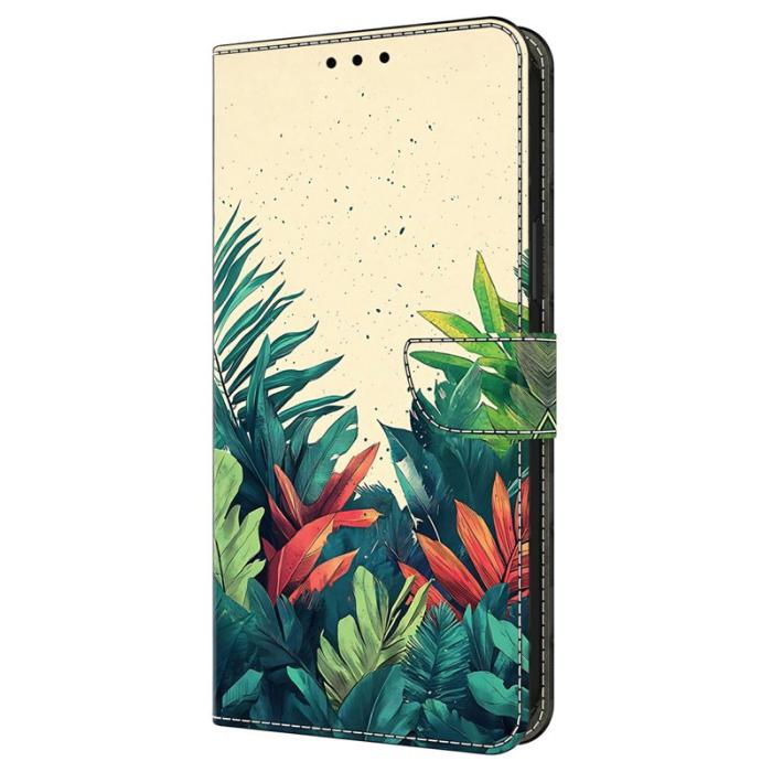 OEM - Samsung Galaxy A37 Fodral Mönstertryck PU Läder - Leaves