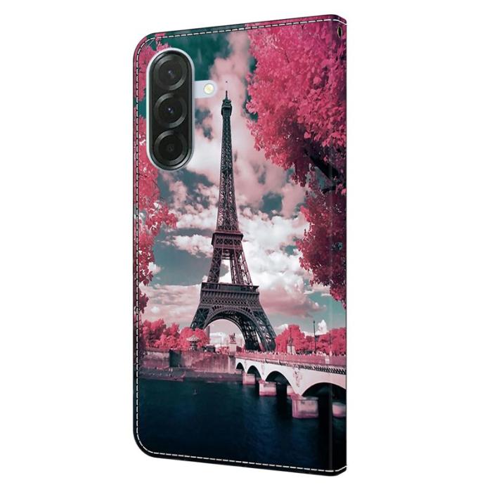 OEM - Samsung Galaxy A37 Plånboksfodral Mönstertryck Ställ Konstläder - Eiffel Tower