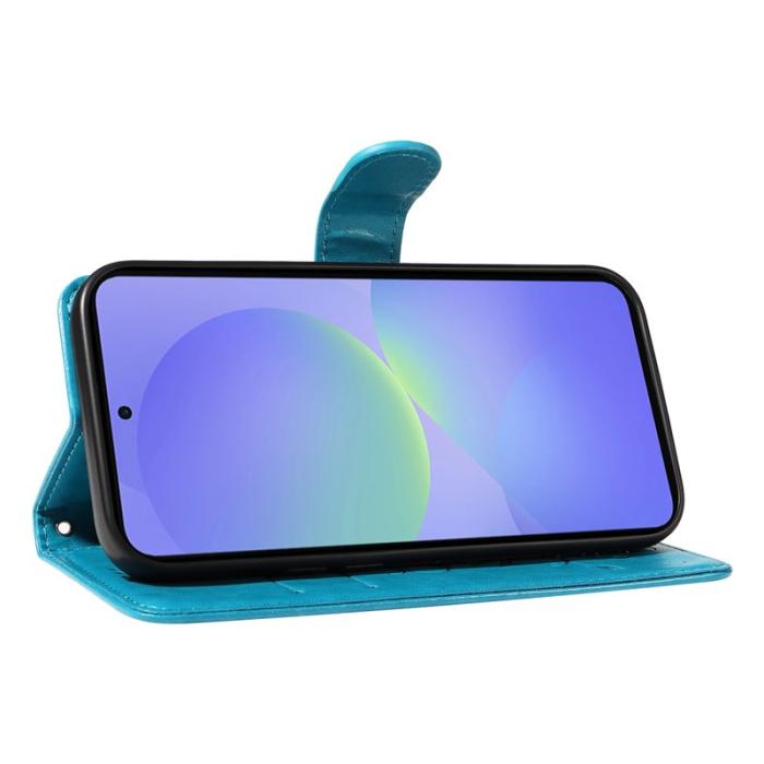 OEM - Samsung Galaxy A37 Fodral PU Läder Blommönster - Blå