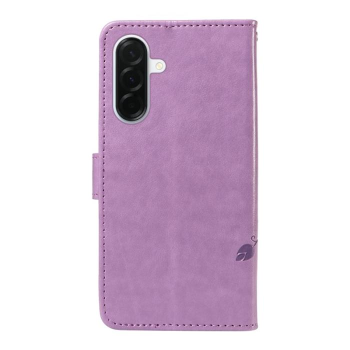 OEM - Samsung Galaxy A37 Fodral PU Läder Blommönster - Ljus Lila