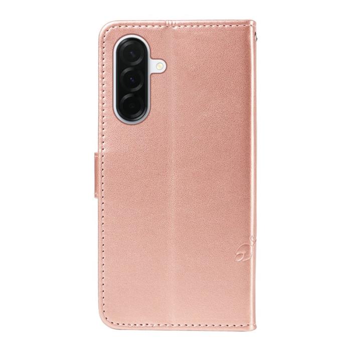OEM - Samsung Galaxy A37 Fodral PU Läder Blommönster Ställ - Roséguld