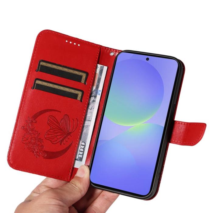 OEM - Samsung Galaxy A37 Fodral PU Läder Flip Skydd - Röd