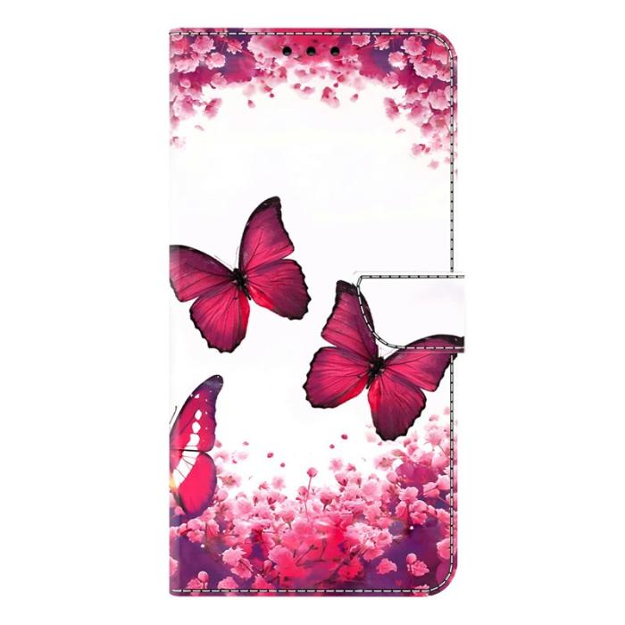 OEM - Samsung Galaxy A37 Plånboksfodral Konstläder Flip Telefonfodral - Röd Butterfly