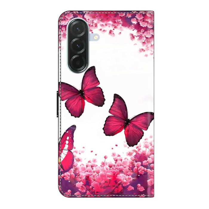 OEM - Samsung Galaxy A37 Plånboksfodral Konstläder Flip Telefonfodral - Röd Butterfly