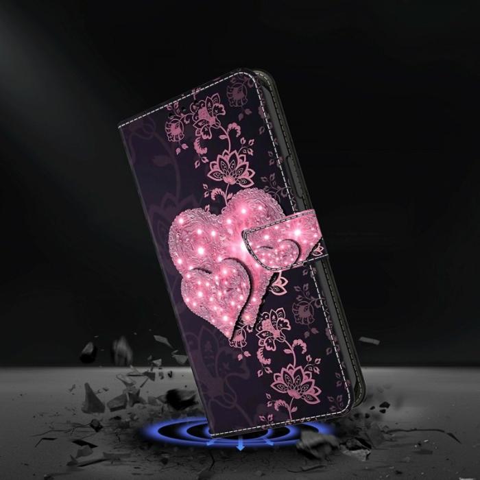 OEM - Samsung Galaxy A37 Fodral PU Läder - Lace Hearts
