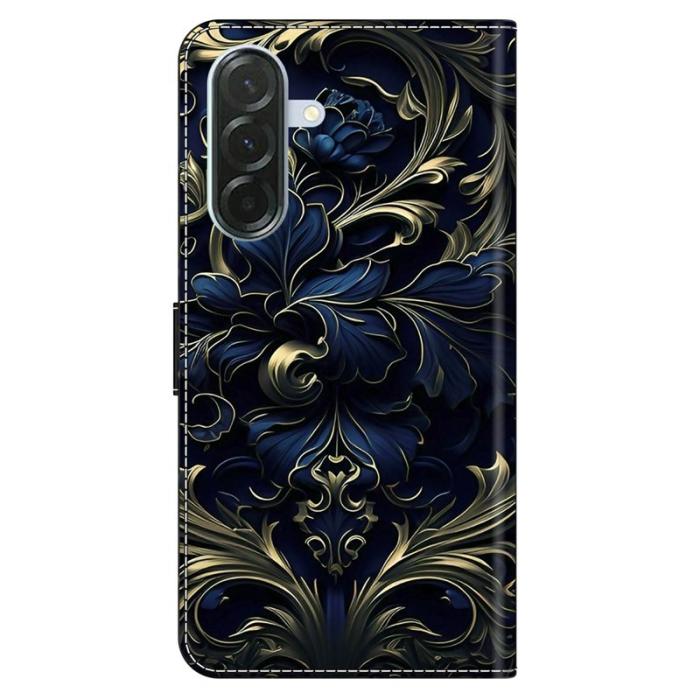 OEM - Samsung Galaxy A37 Fodral PU Läder Med Ställ - Blå Blomma