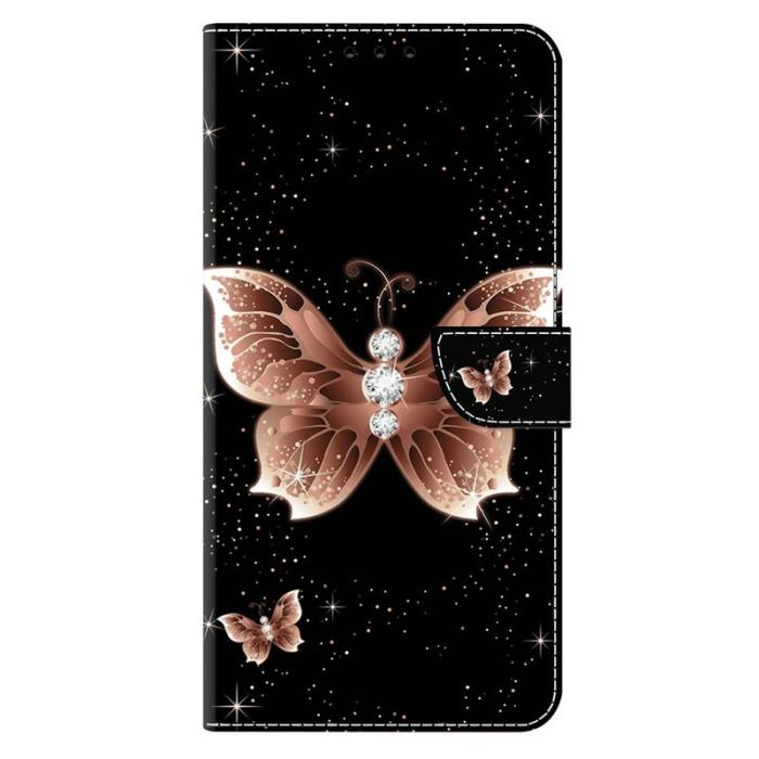 OEM - Samsung Galaxy A37 Fodral PU Läder - Rosa Diamantfjäril