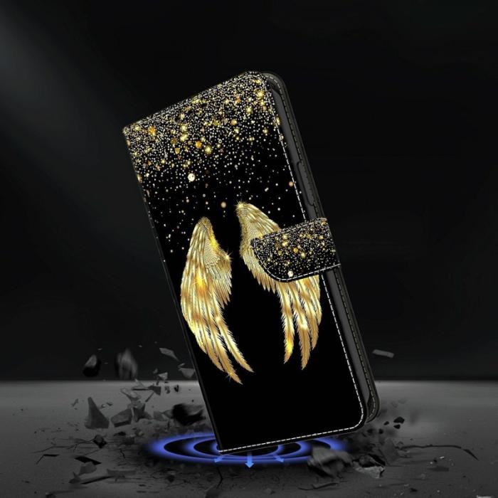 OEM - Samsung Galaxy A37 Fodral PU Läder Ställ - Guld Vinge