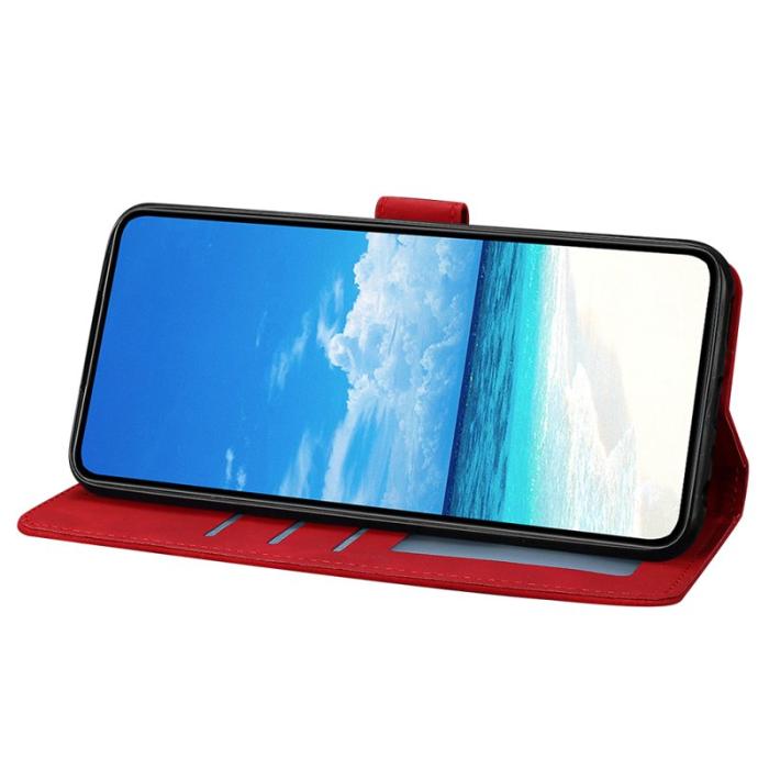 OEM - Samsung Galaxy A37 Plånboksfodral Konstläder Ställ Skydd - Röd