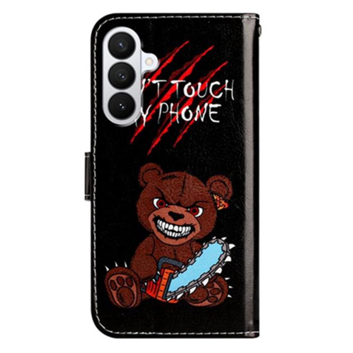 OEM - Samsung Galaxy A37 Fodral PU Läder Tryckt Mönster - Vit