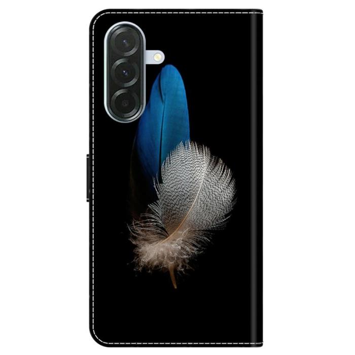 OEM - Samsung Galaxy A37 Fodral PU Läder - Två Fjädrar - Vit