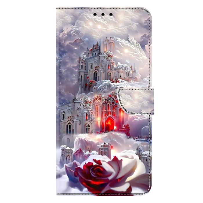 OEM - Samsung Galaxy A37 Fodral Ställning Mönstertryck PU Läder - Castle - Vit