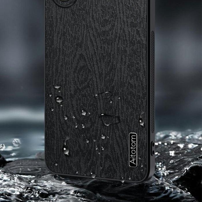 OEM - Samsung Galaxy A37 Skal PU Läder Coated Plast - Svart