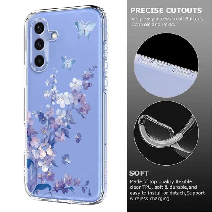 OEM - Samsung Galaxy A37 Skal TPU Blommönster - Violett
