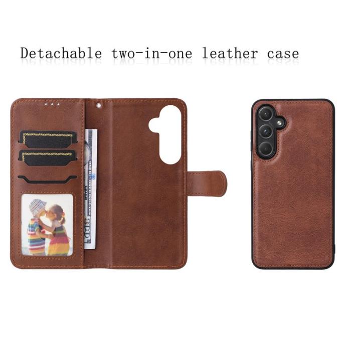 OEM - Samsung Galaxy A55 5G Plånboksfodral 2 i 1 Avtagbart Magnetiskt Konstläder Brun