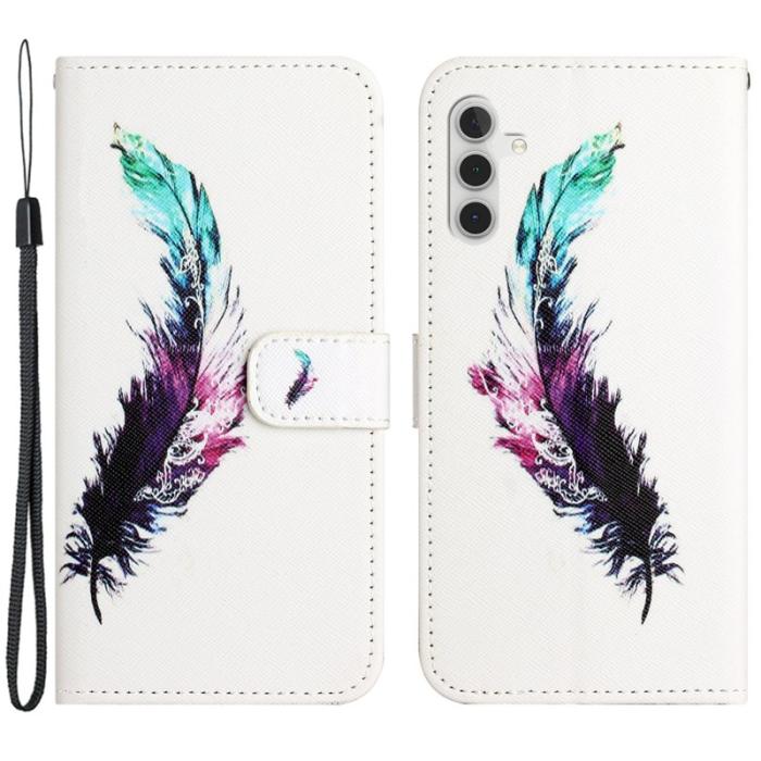 OEM - Samsung Galaxy A55 5G Plånboksfodral 3D Crosshatch Konstläder - Feather