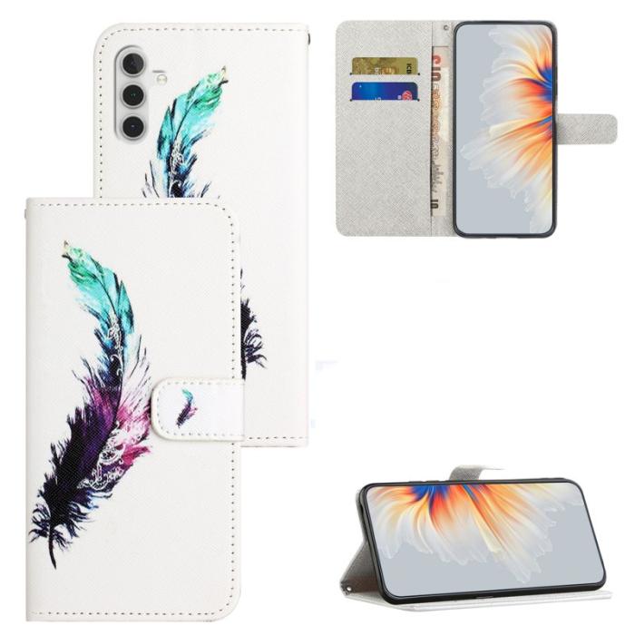 OEM - Samsung Galaxy A55 5G Plånboksfodral 3D Crosshatch Konstläder - Feather