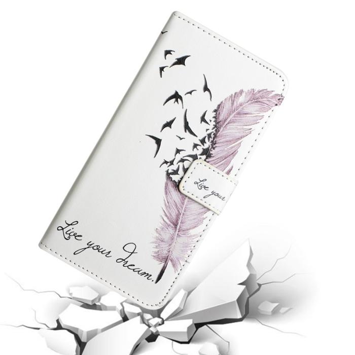 OEM - Samsung Galaxy A55 5G Plånboksfodral 3D Mönstertryck Konstläder - Fjäder
