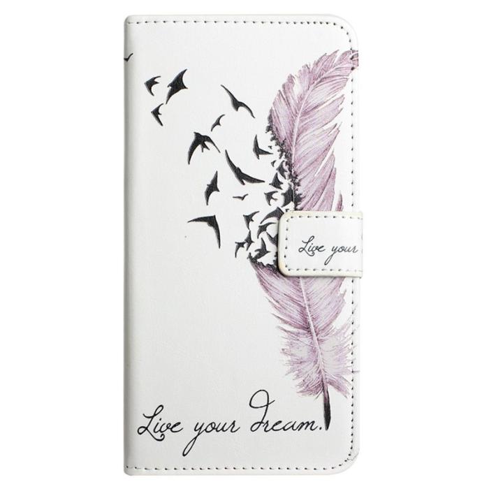OEM - Samsung Galaxy A55 5G Plånboksfodral 3D Mönstertryck Konstläder - Fjäder