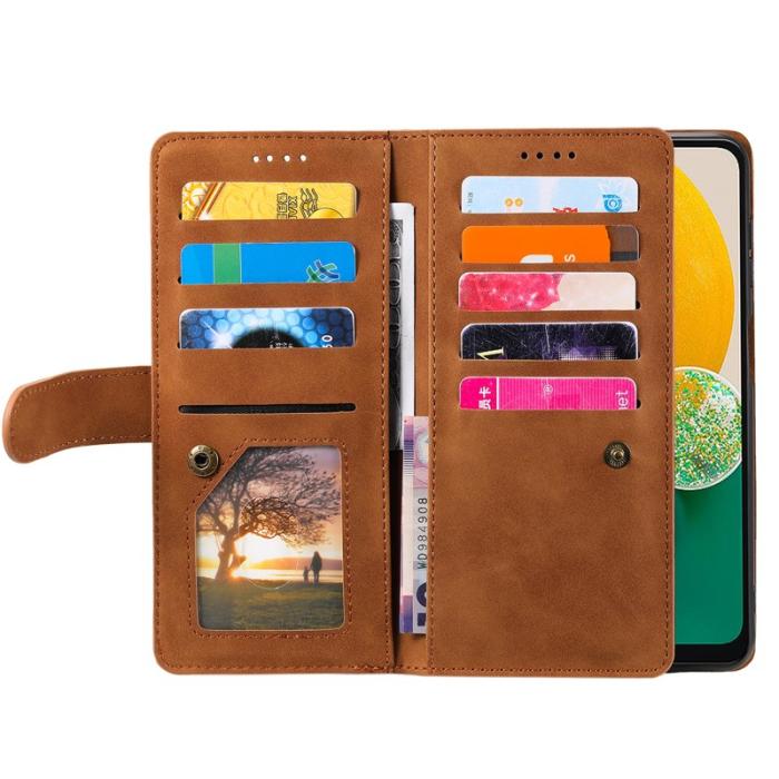OEM - Samsung Galaxy A55 5G Plånboksfodral Konstläder 9 Kort - Brun