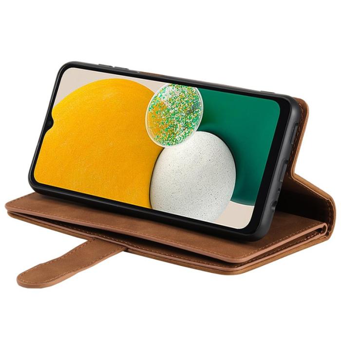 OEM - Samsung Galaxy A55 5G Plånboksfodral Konstläder 9 Kort - Brun