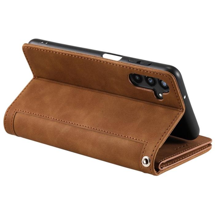 OEM - Samsung Galaxy A55 5G Plånboksfodral Konstläder 9 Kort - Brun