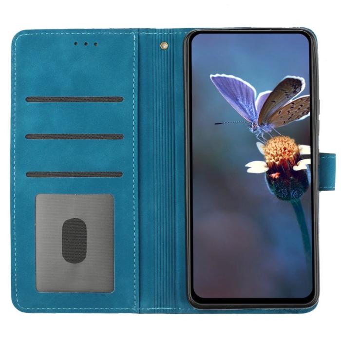 OEM - Samsung Galaxy A55 5G Plånboksfodral Konstläder Blommönster Flip - Blå