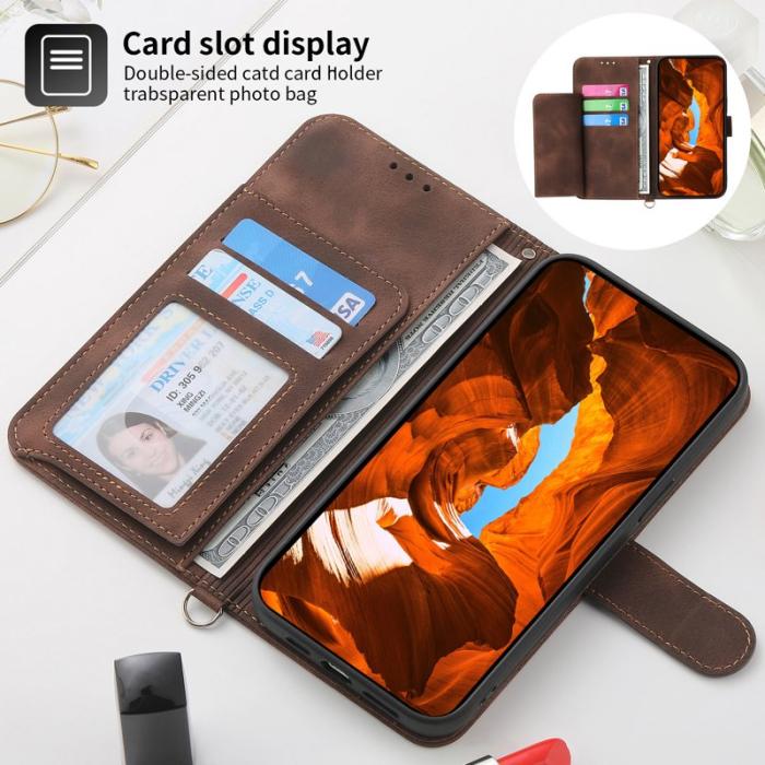 OEM - Samsung Galaxy A55 5G Plånboksfodral Konstläder Crossbody - Brun