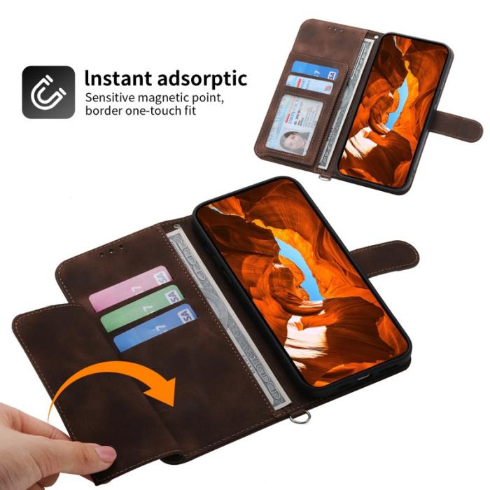 OEM - Samsung Galaxy A55 5G Plånboksfodral Konstläder Crossbody - Brun