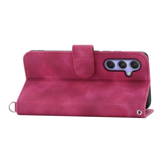 OEM - Samsung Galaxy A55 5G Plånboksfodral Konstläder Crossbody - Vinröd