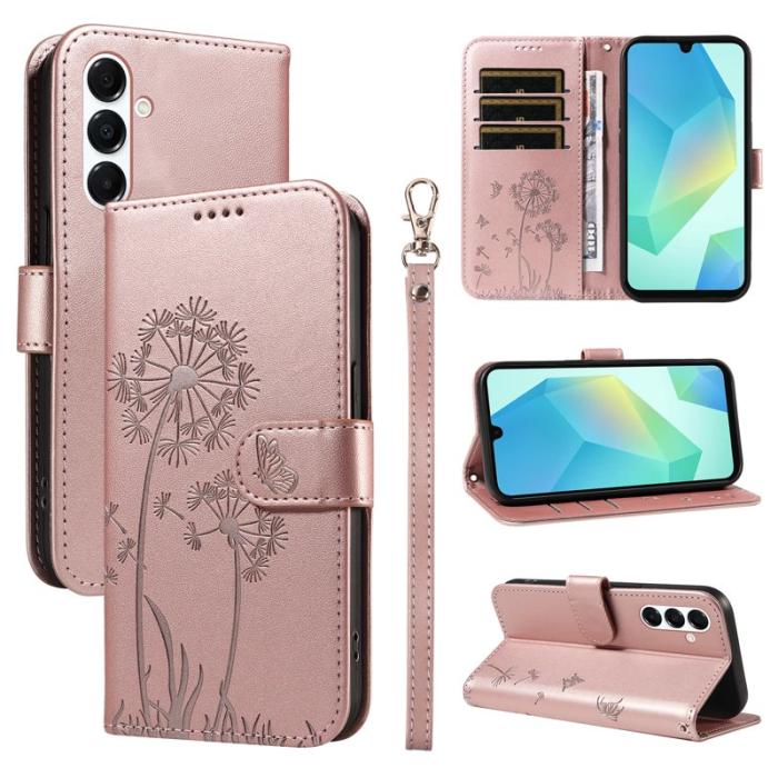 OEM - Samsung Galaxy A55 5G Plånboksfodral Konstläder Dandelion - Roséguld