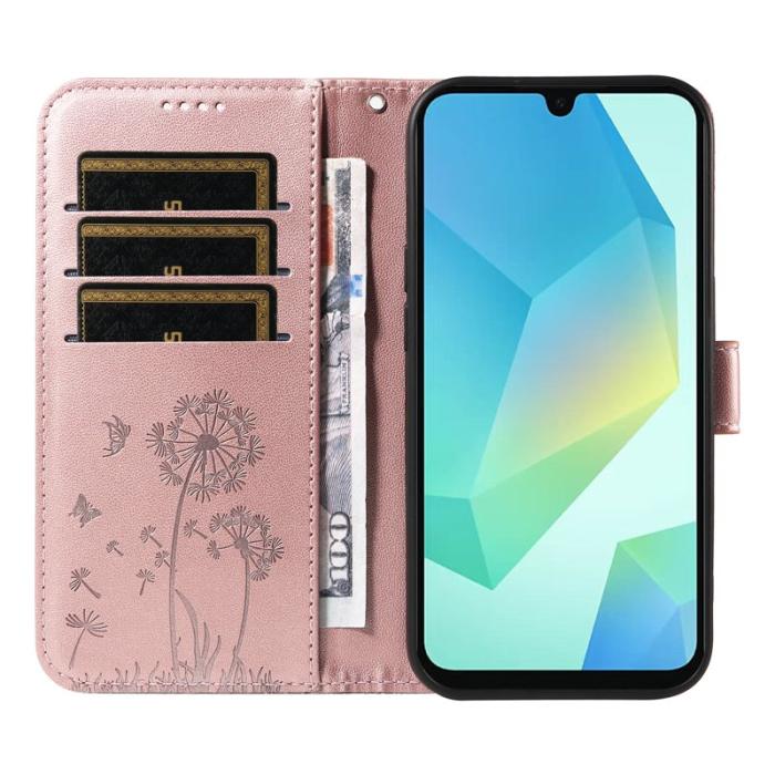 OEM - Samsung Galaxy A55 5G Plånboksfodral Konstläder Dandelion - Roséguld