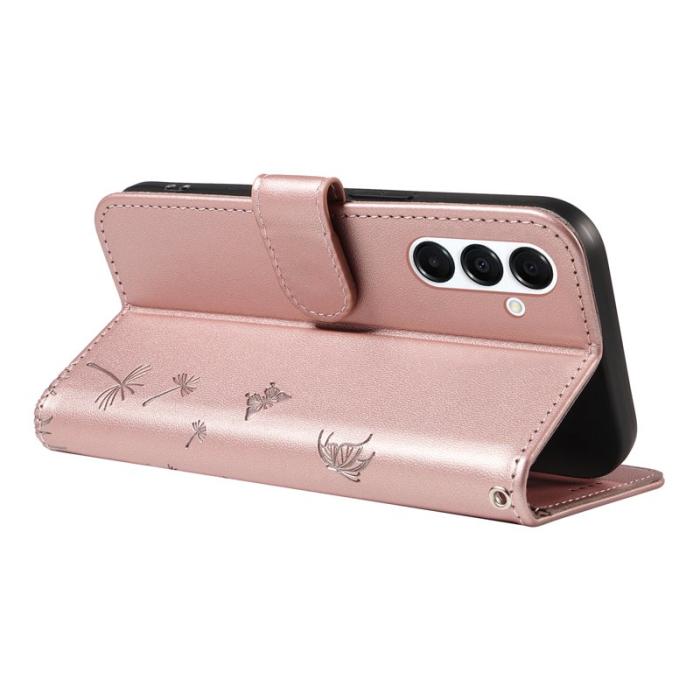 OEM - Samsung Galaxy A55 5G Plånboksfodral Konstläder Dandelion - Roséguld