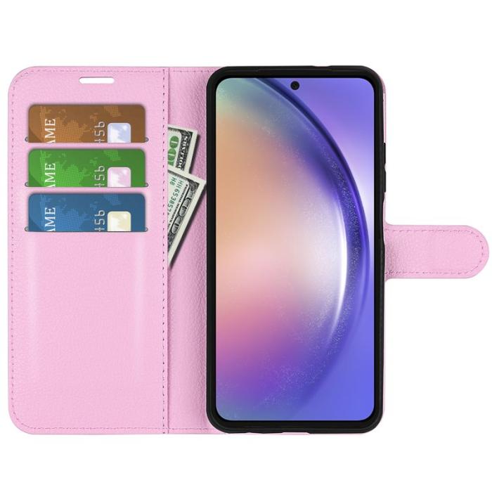OEM - Samsung Galaxy A55 5G Plånboksfodral Konstläder Flip - Rosa