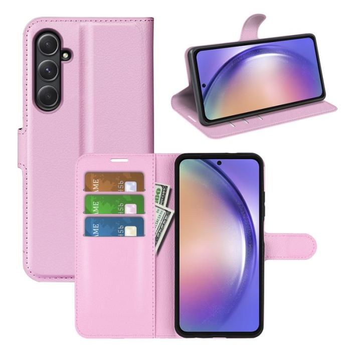 OEM - Samsung Galaxy A55 5G Plånboksfodral Konstläder Flip - Rosa