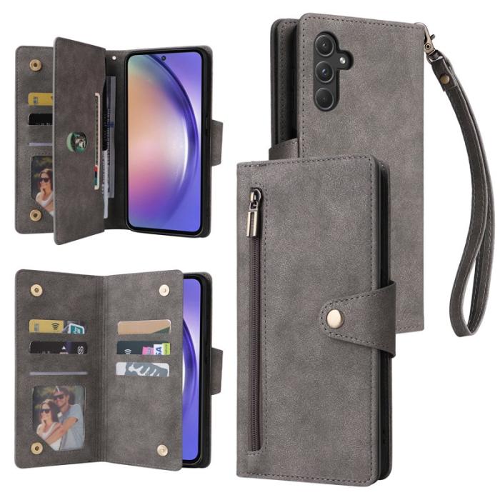 OEM - Samsung Galaxy A55 5G Plånboksfodral Konstläder Flip Skydd - Grå