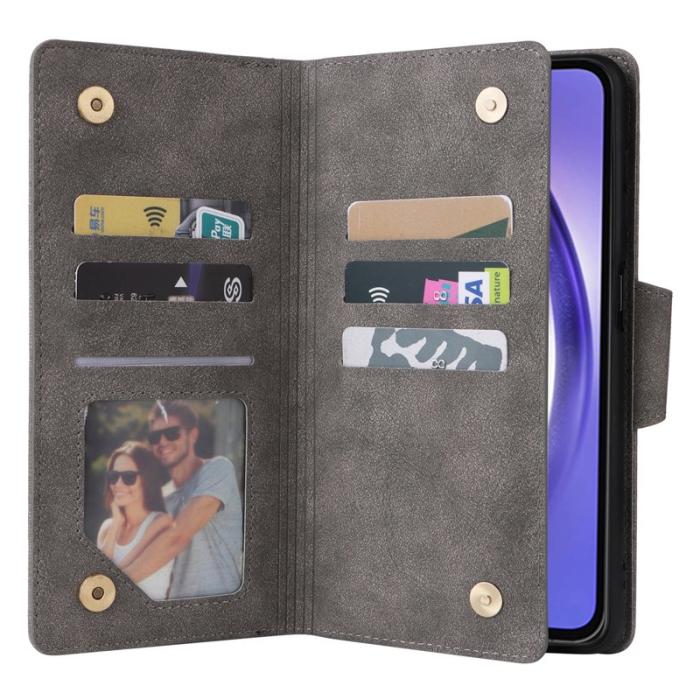 OEM - Samsung Galaxy A55 5G Plånboksfodral Konstläder Flip Skydd - Grå