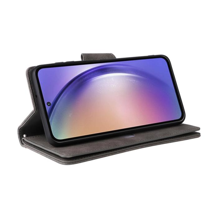OEM - Samsung Galaxy A55 5G Plånboksfodral Konstläder Flip Skydd - Grå