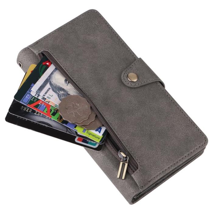 OEM - Samsung Galaxy A55 5G Plånboksfodral Konstläder Flip Skydd - Grå