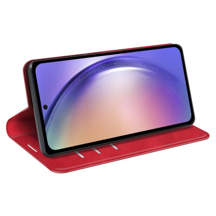 OEM - Samsung Galaxy A55 5G Fodral KonstLäder Folio Flip - Röd